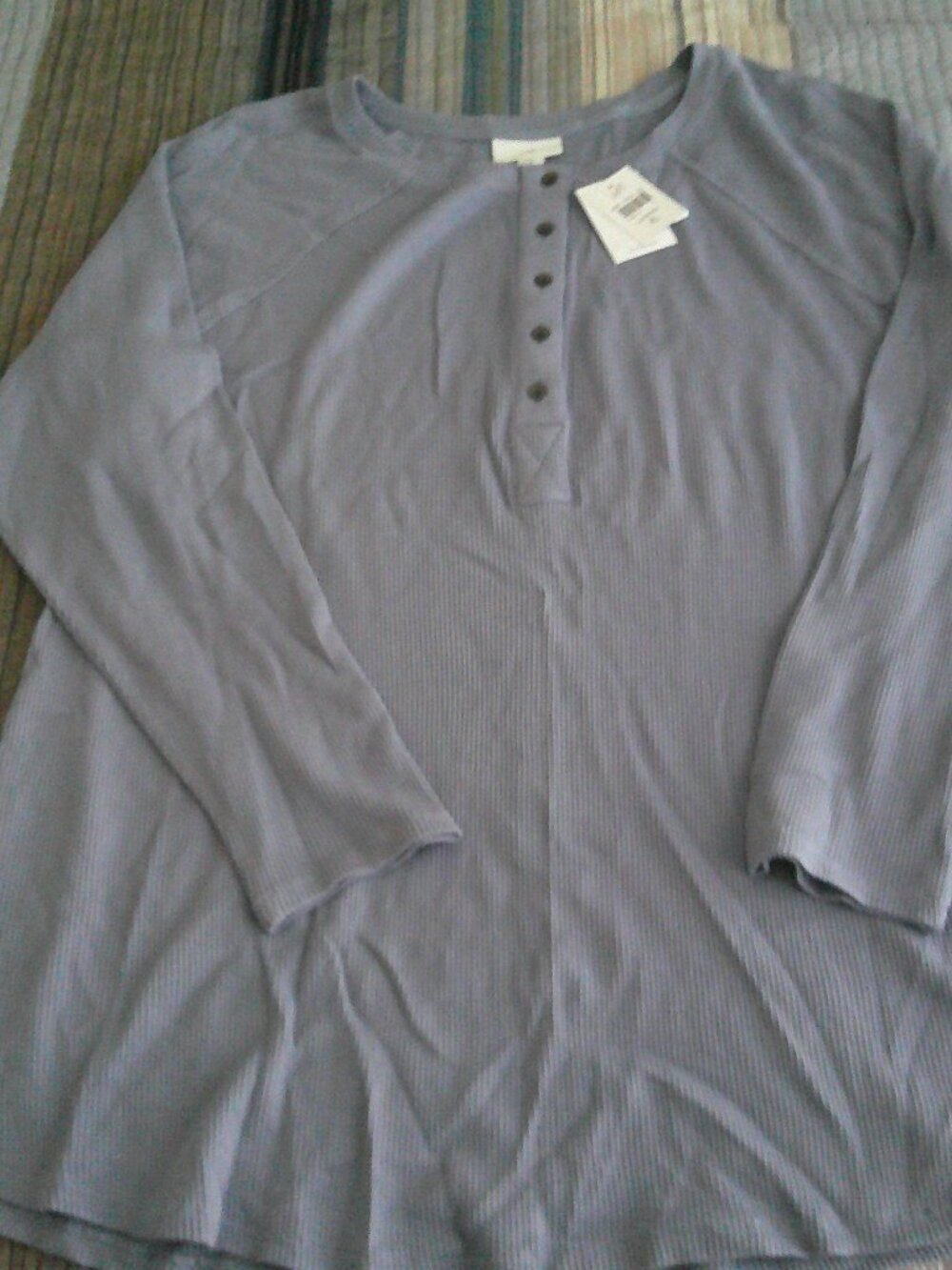 J. Jill Thermal Henley front tunic in light blue Size L NWT